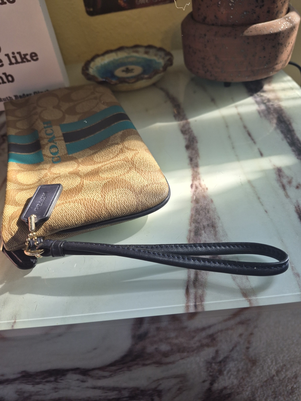 Coach Signature Varsity Stripe Wristlet - Picture 6 of 12